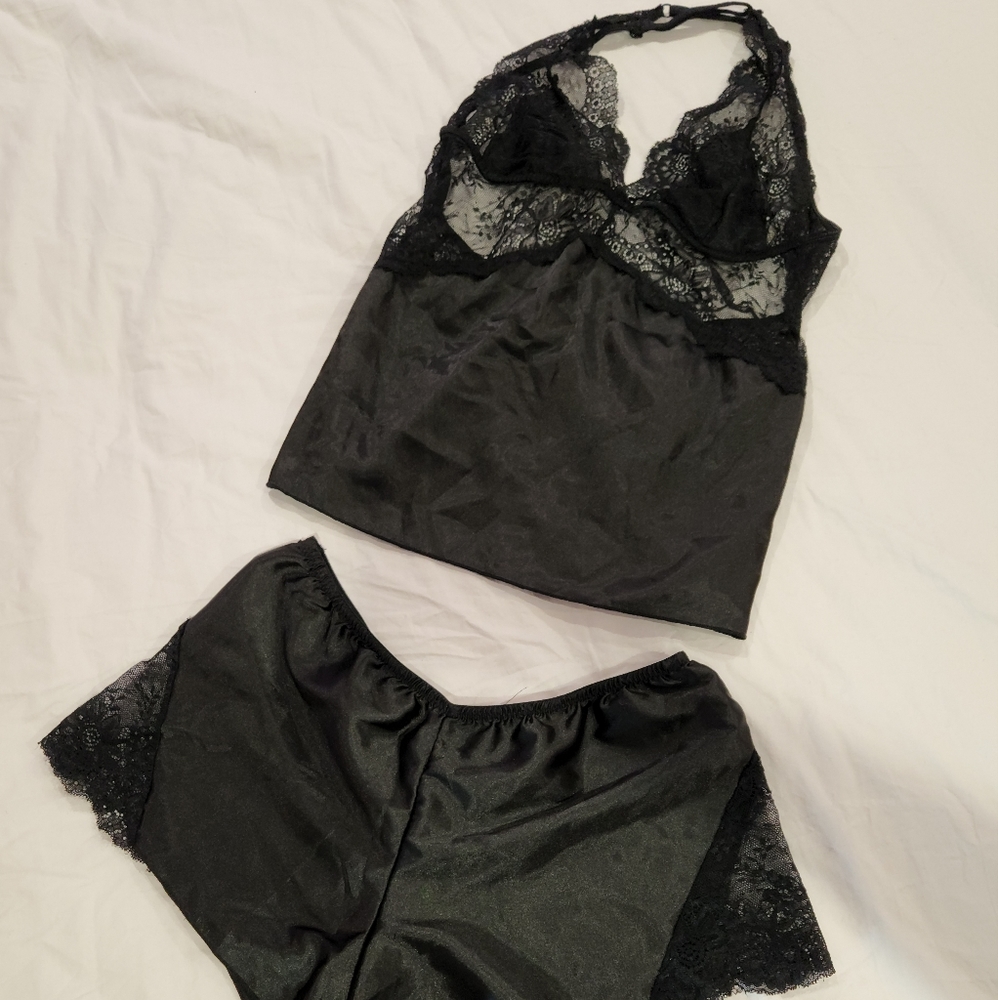 Frederick's of Hollywood Rosalina Rose Cami/Short Set, Size M (Black)